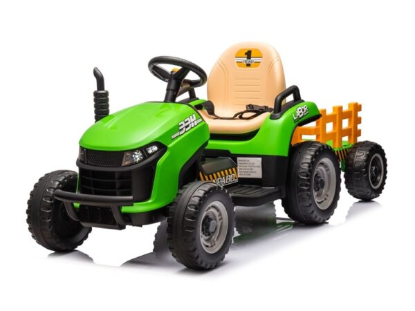 Tractor + aanhanger, 2 x 12 volt motoren, elektrische kindertractor + aanhanger.
