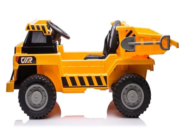 Werkvoertuig met bak, 12 volt elektrische kinderauto, 4 motoren, rubberen banden en kunstleder zitje! - Afbeelding 2