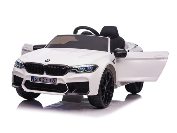 BMW M5, Leder zitje, Rubberen banden, Kinder Accu Auto! - Afbeelding 2