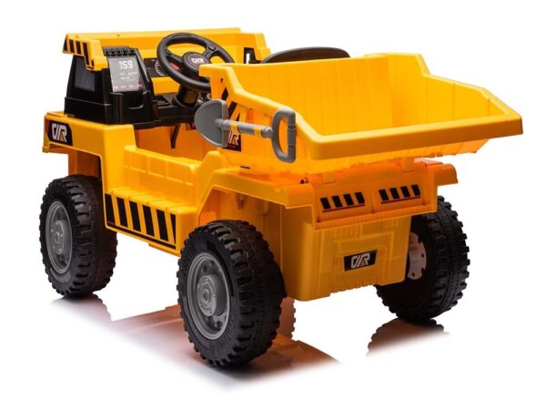 Werkvoertuig met bak, 12 volt elektrische kinderauto, 4 motoren, rubberen banden en kunstleder zitje! - Afbeelding 3