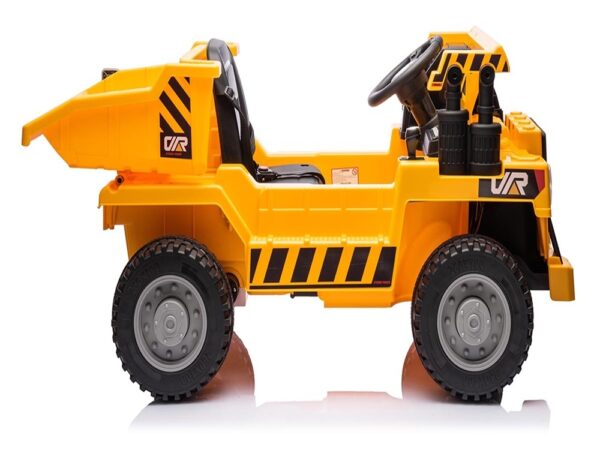Werkvoertuig met bak, 12 volt elektrische kinderauto, 4 motoren, rubberen banden en kunstleder zitje! - Afbeelding 5