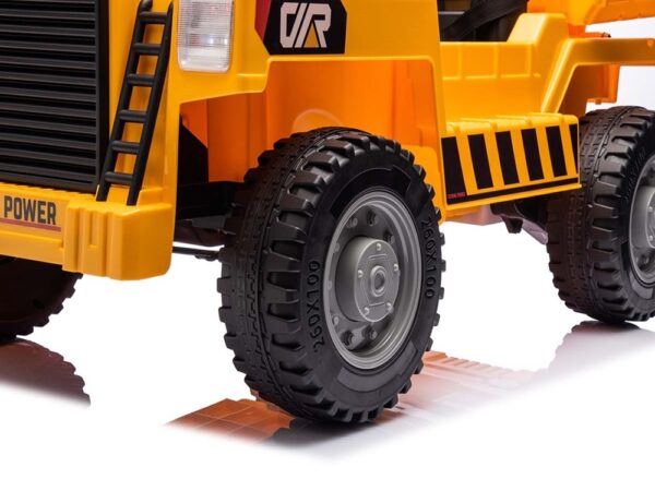 Werkvoertuig met bak, 12 volt elektrische kinderauto, 4 motoren, rubberen banden en kunstleder zitje! - Afbeelding 6