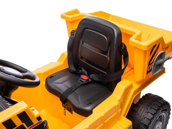 Werkvoertuig met bak, 12 volt elektrische kinderauto, 4 motoren, rubberen banden en kunstleder zitje! - Afbeelding 7