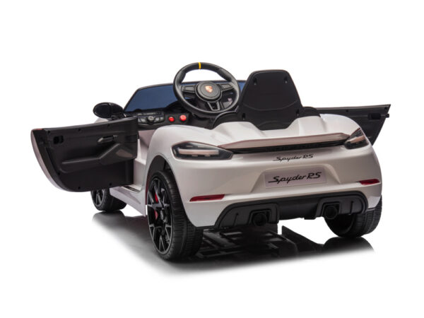 Porsche Spyder RS, 12 volt Kinder Accu Auto, rubberen banden, leder zitje en meer! - Afbeelding 7