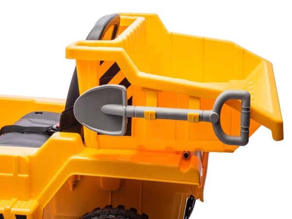 Werkvoertuig met bak, 12 volt elektrische kinderauto, 4 motoren, rubberen banden en kunstleder zitje! - Afbeelding 8