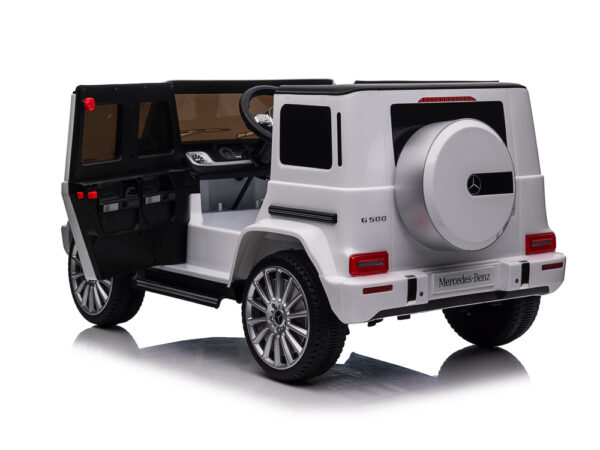 Mercedes-Benz G500, 12 volt elektrische kinderauto met rubberen banden, leder zitje en meer! - Afbeelding 8