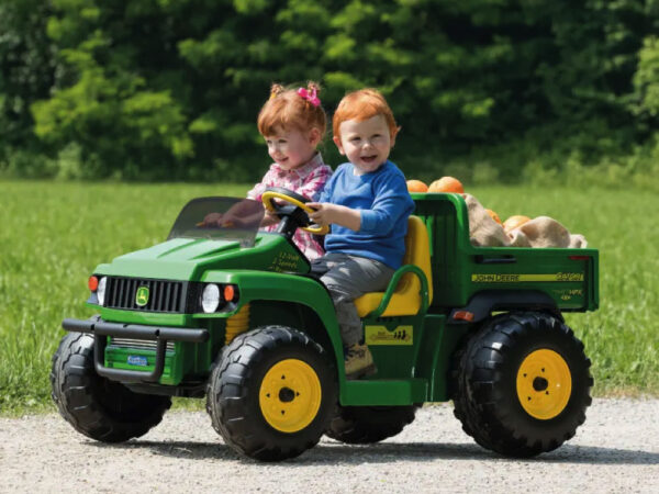 John Deere 12 volt elektrische kinder tractor met werkende graafarm en kantel bak duits engels frans vertaling - Afbeelding 10