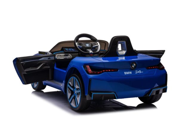 BMW i4, elektrische kinderauto, 12v, leren zitje, muziekmodule en meer! - Afbeelding 7