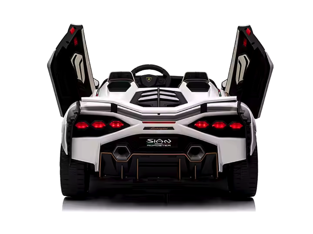 Lamborghini Sian, 2-persoons 24 volt elektrische kinderauto met rubberen banden, leder zitje en meer - Afbeelding 5
