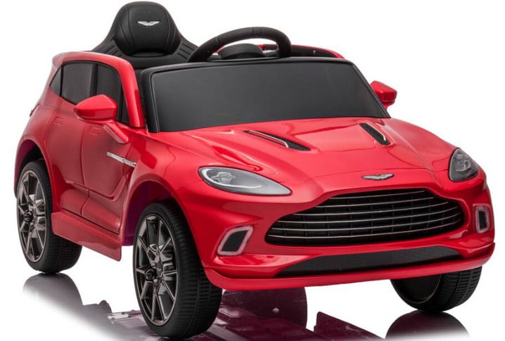 Aston Martin 12v elektrische kinderauto met rubberen banden, leder zitje en meer! - Afbeelding 3