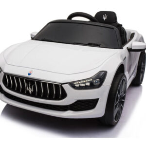 Maserati Ghibli, 12V Elektrische Kinderauto, Rubberen Banden, Leder Zitje.